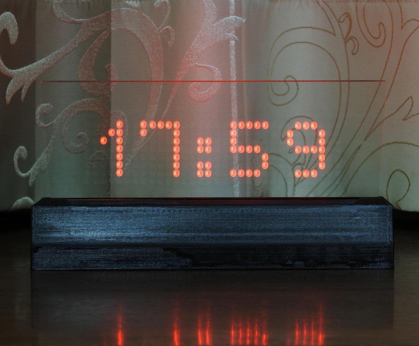 HUD-like WiFi Sync Clock / Transparent Dot Matrix Display