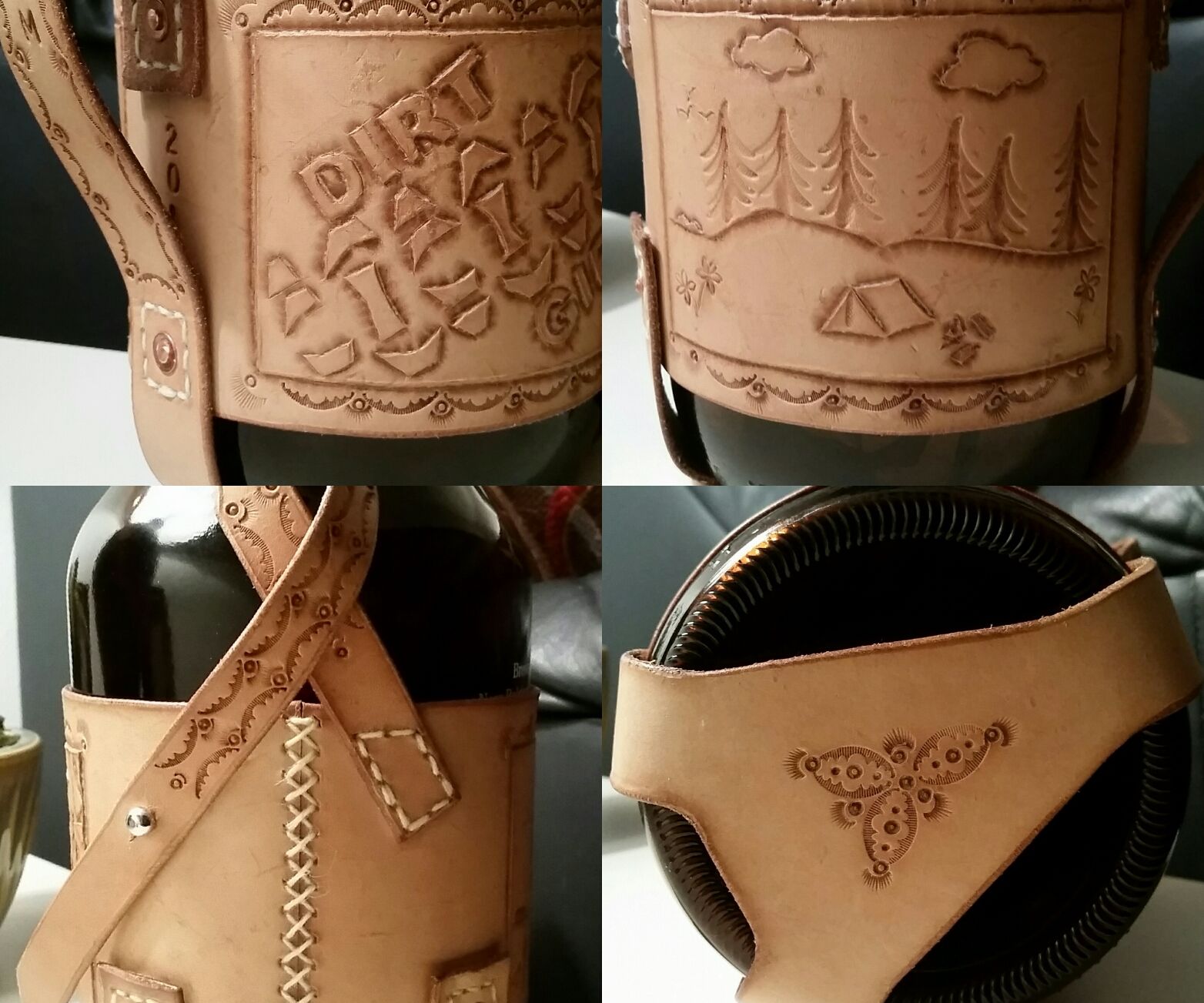 Leather Beer Growler Holder