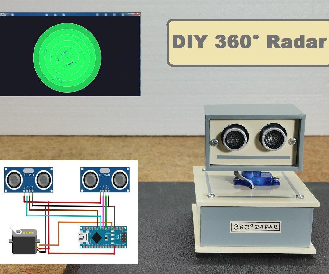 360° Arduino Radar With 2xHC-SR04 Sensors