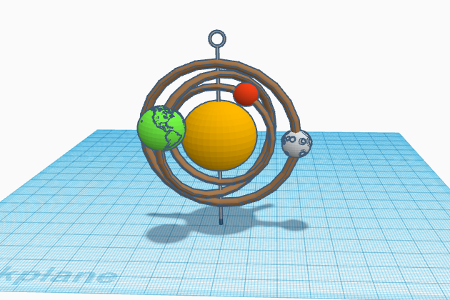Tinker Cad Solar System Themed Necklace Pendent  