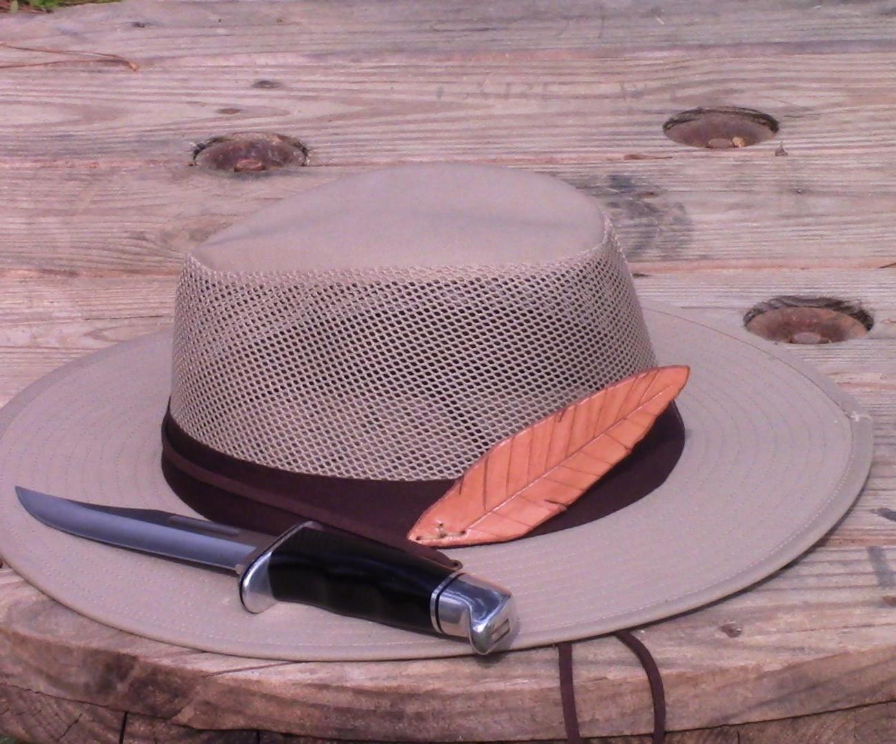 Leather Hat Feather 