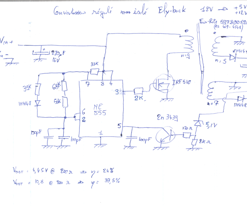 NE555 DCDC 12V->12V+5V Regulated