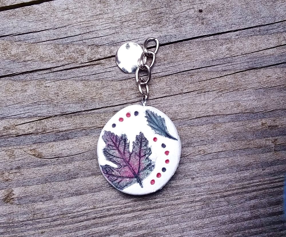 Scrap Clay Leaf Key Fob