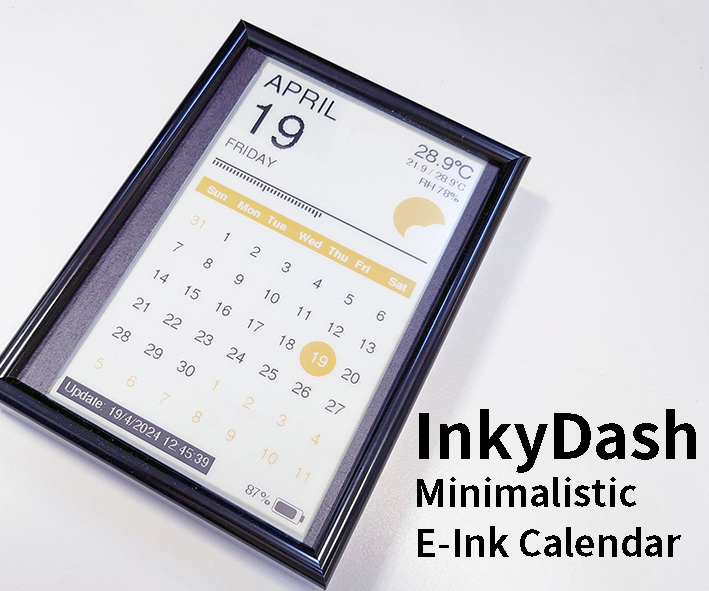 InkyDash - Minimalistic E-ink Calendar With Weather Info!