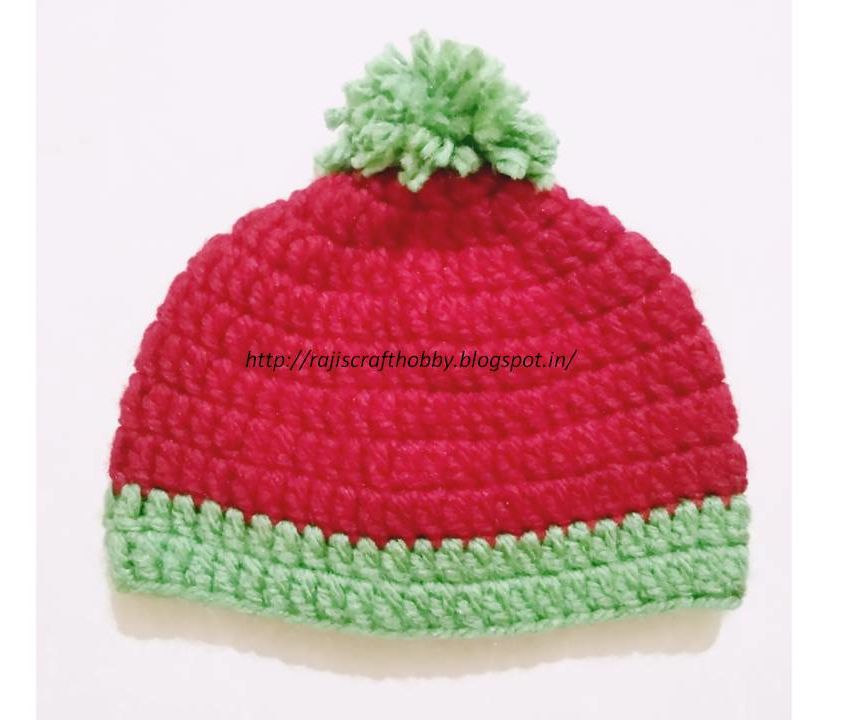 Watermelon Bulky Yarn Baby Hat 