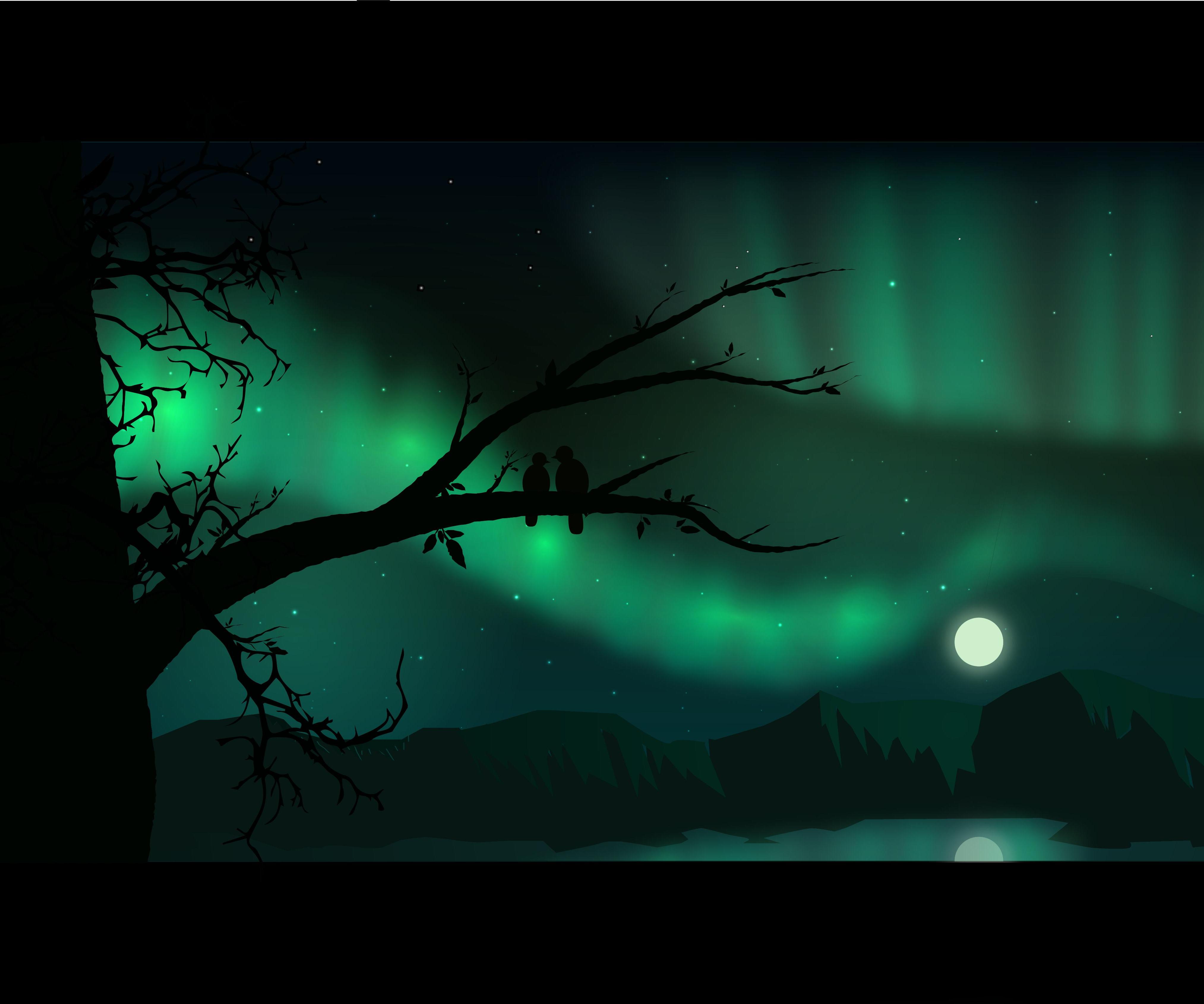 Green Aurora Digital Illustration