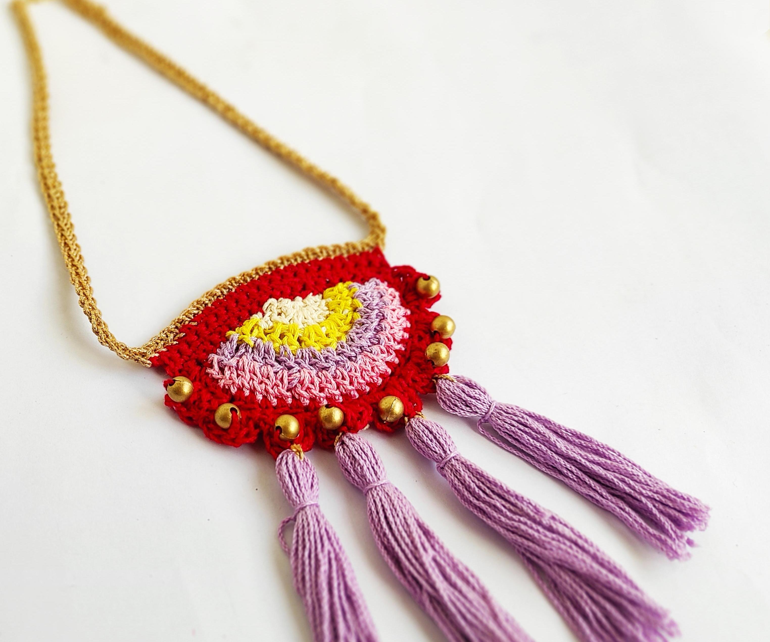 Crochet Boho Tassle Necklace