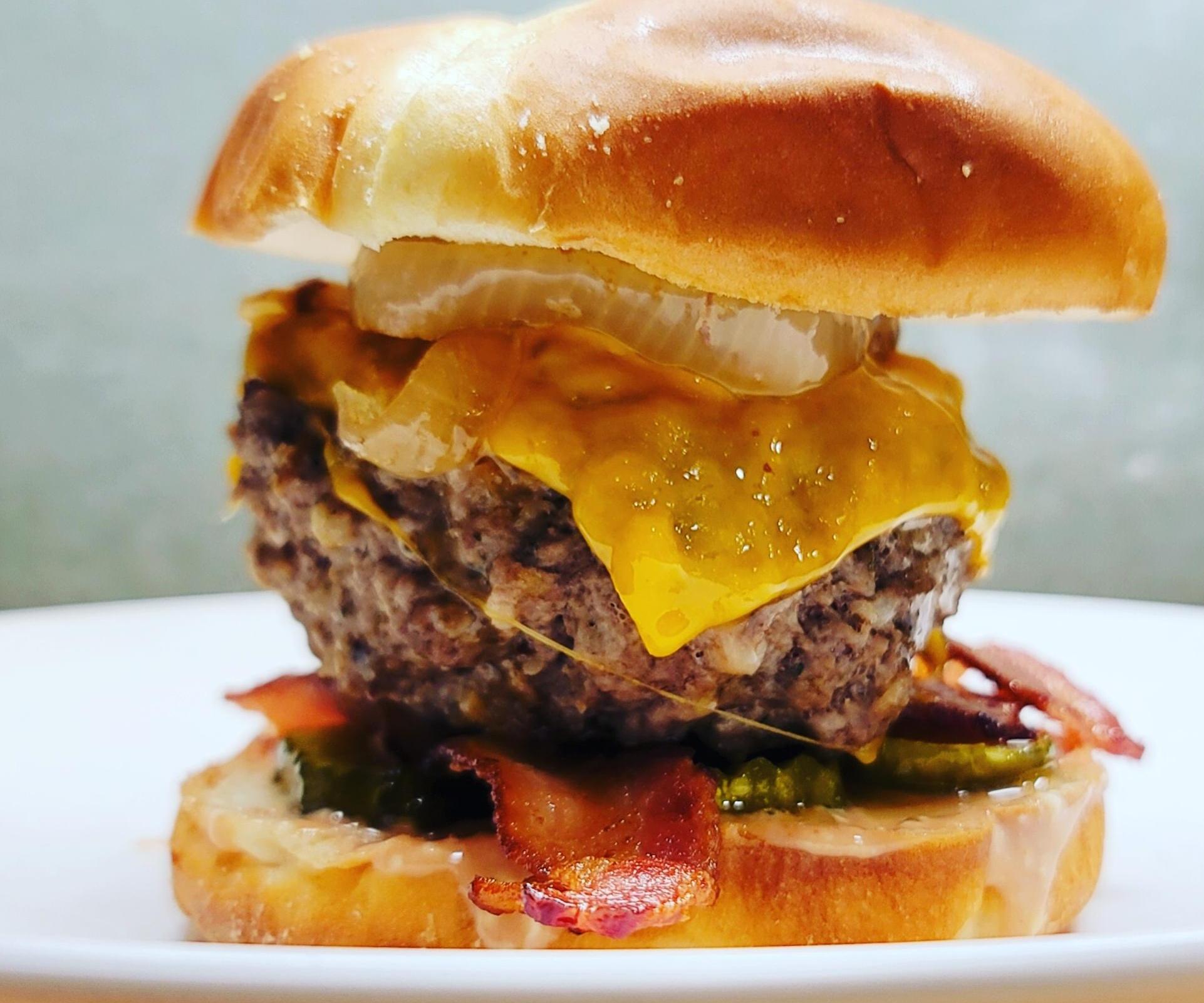 Onion Skillet Bacon Cheeseburgers