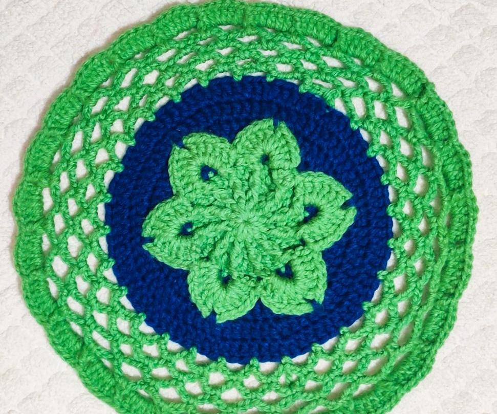 Round Crochet Flower Floor Rug