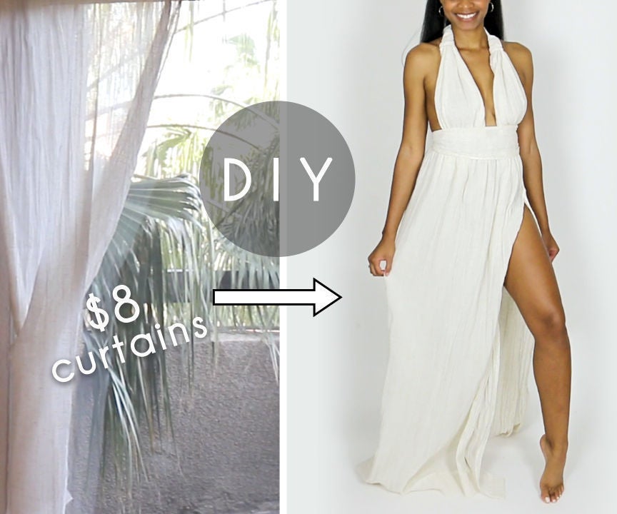DIY Plunging Dress Out of Curtains