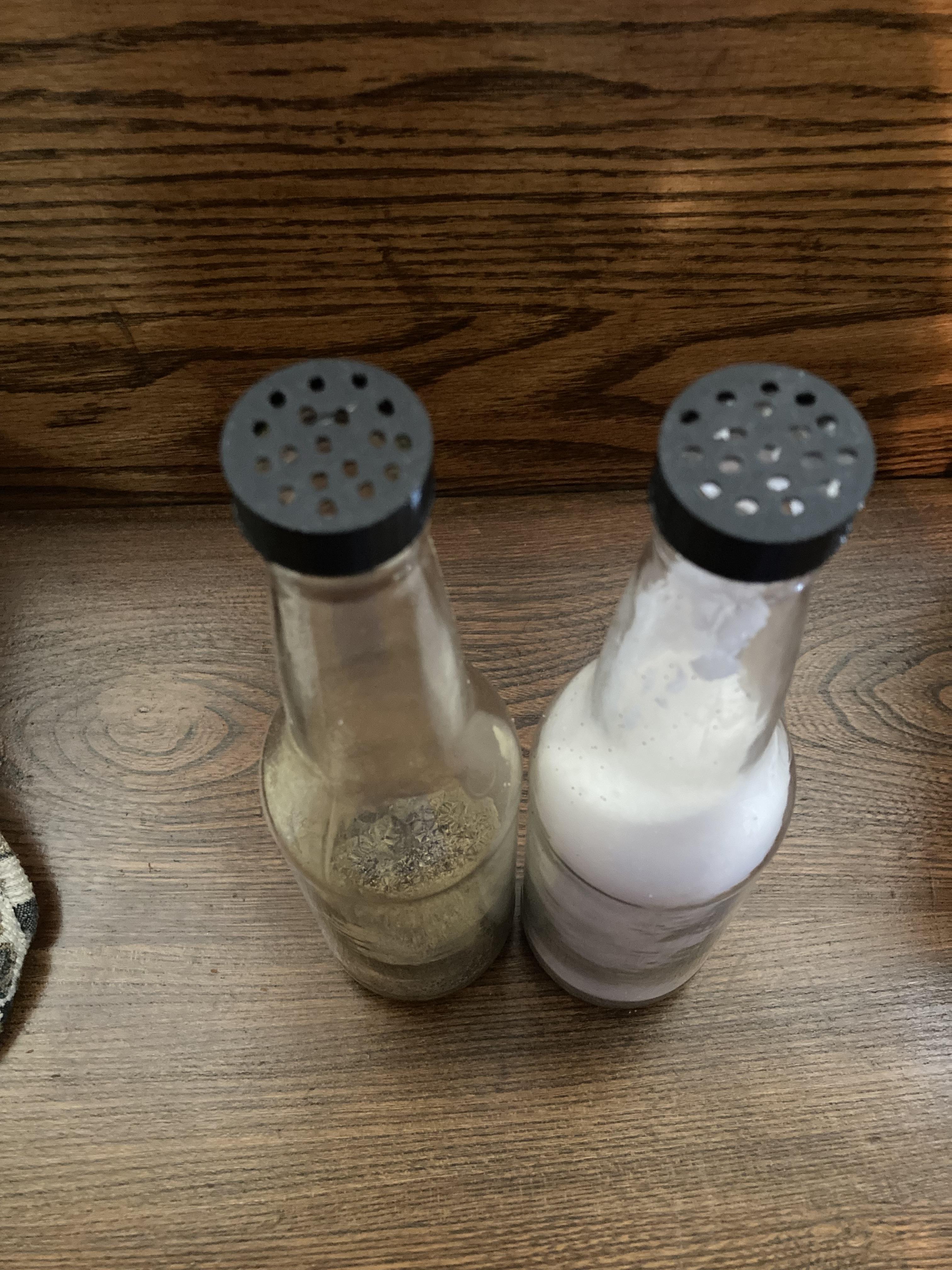 Repurpose Bottles for Salt and Pepper Shakers