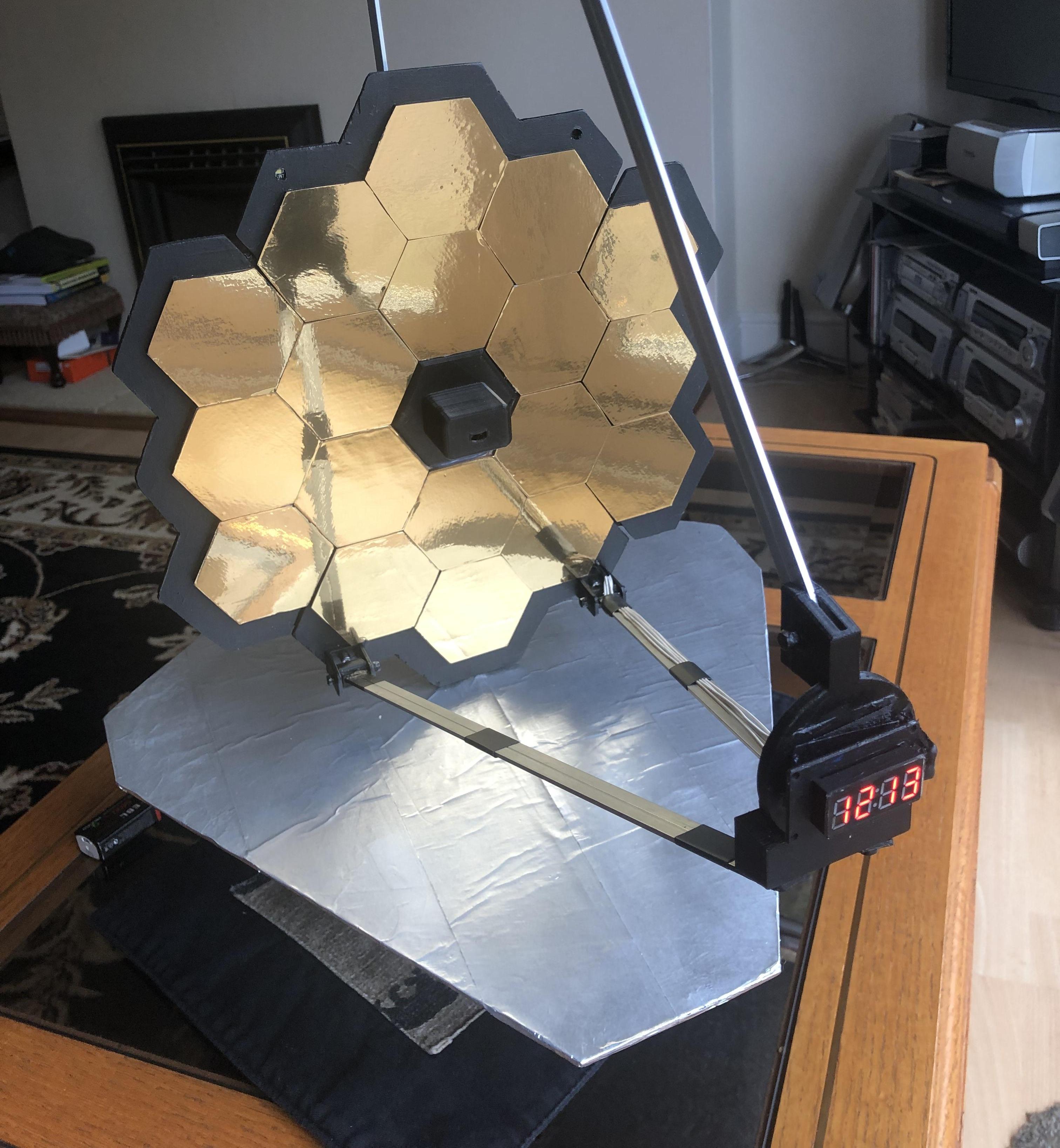 Animated James Webb Telescope With NTP LED 7 Segment Clock
