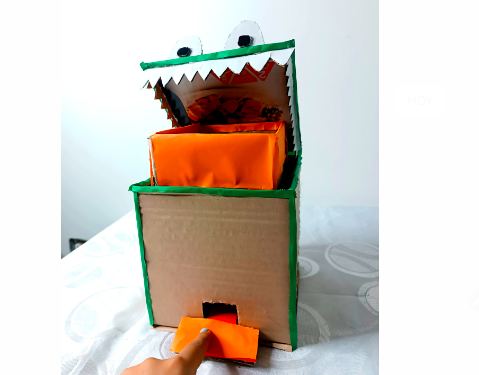 Recycling Bin for Kids Made From Recycled Cardboard