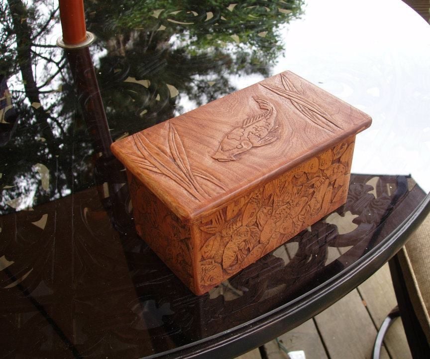 Carved Cherry Wood Box