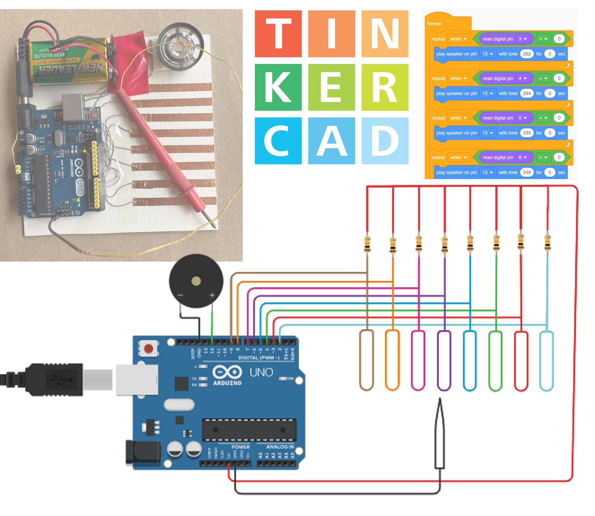 Kids Piano With Tinkercad & Block Code