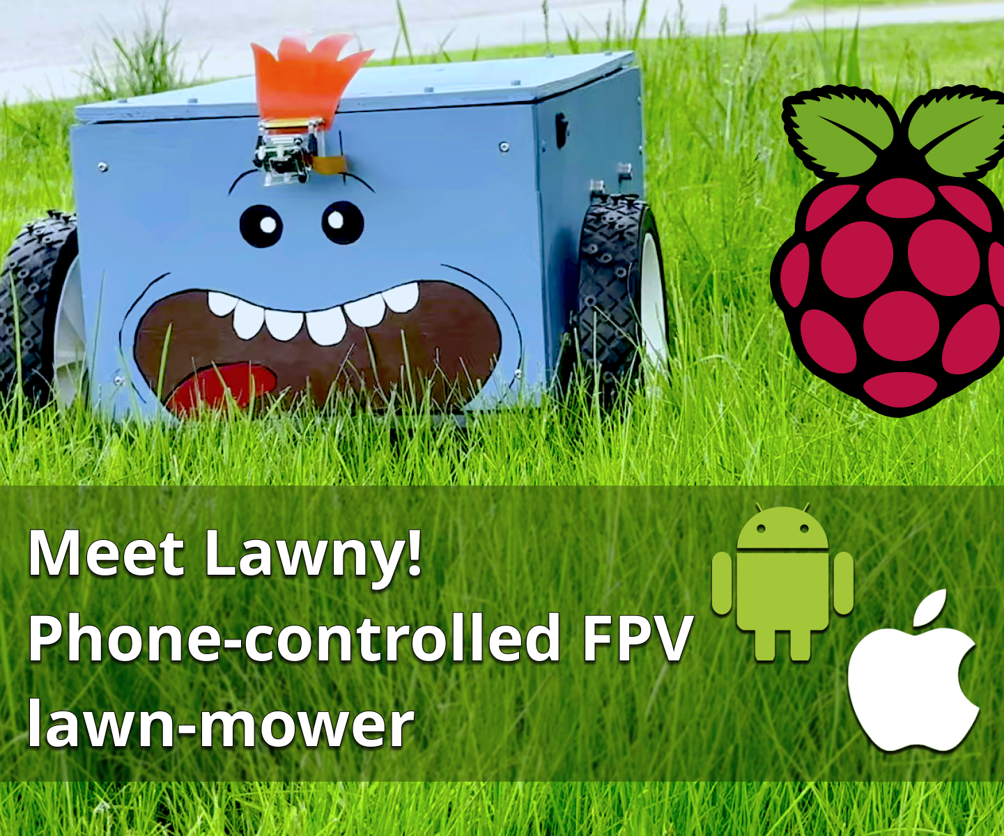 Raspberry PI-based, Phone-controlled, First-person-view Lawn-mower.