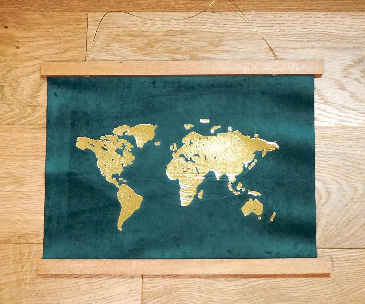 DIY Gold Foil Map Art | How to Apply Foil to Velvet Fabric