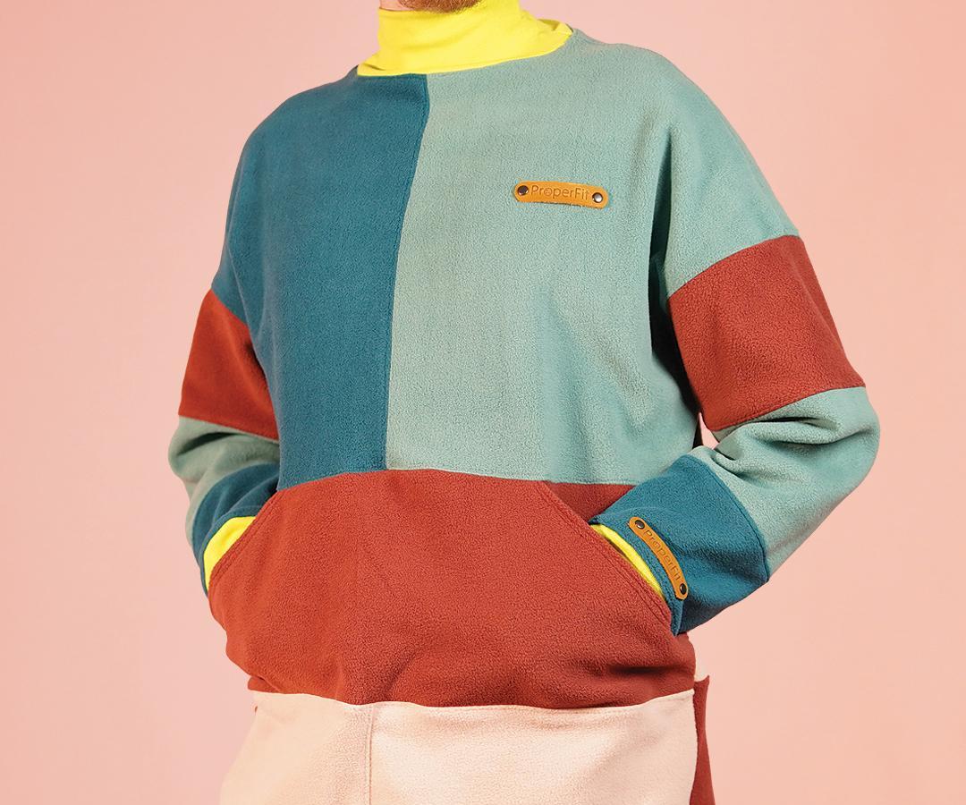 DIY Color Blocking Turtleneck Sweater