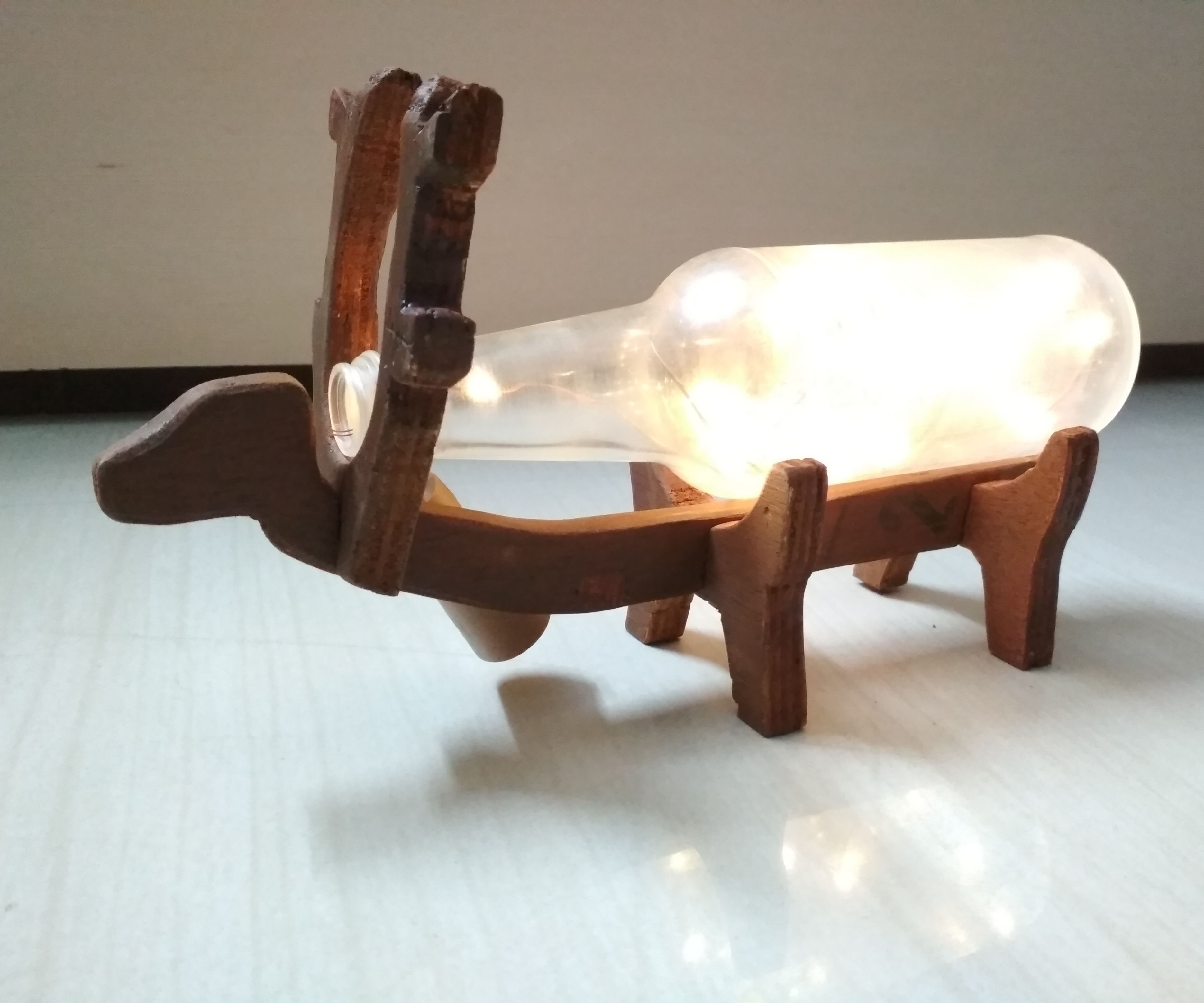 Recycled Bottle Deer Lamp