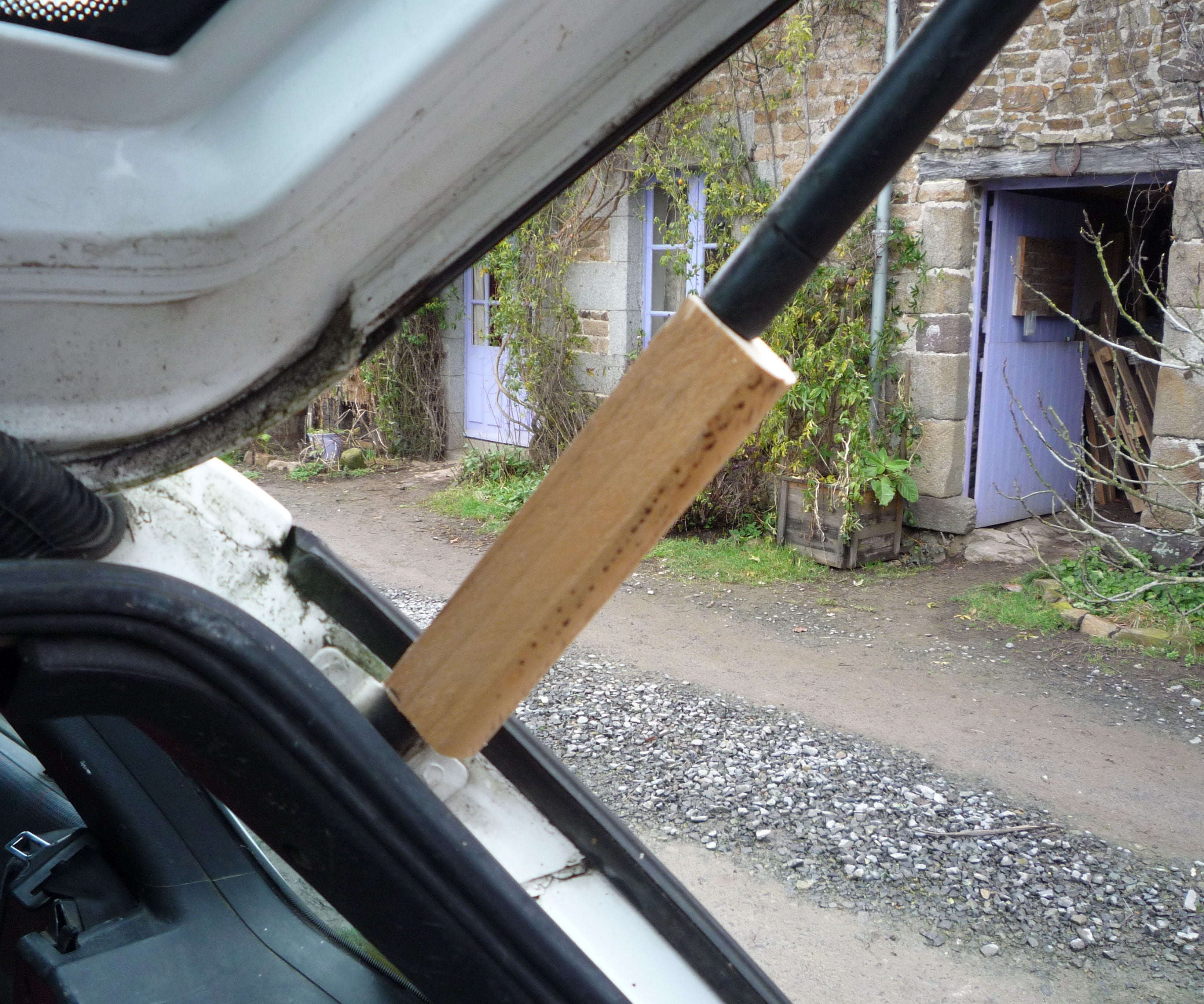 Pallet Wood for Car Repair  - Tail Gate Gas Strut Fail