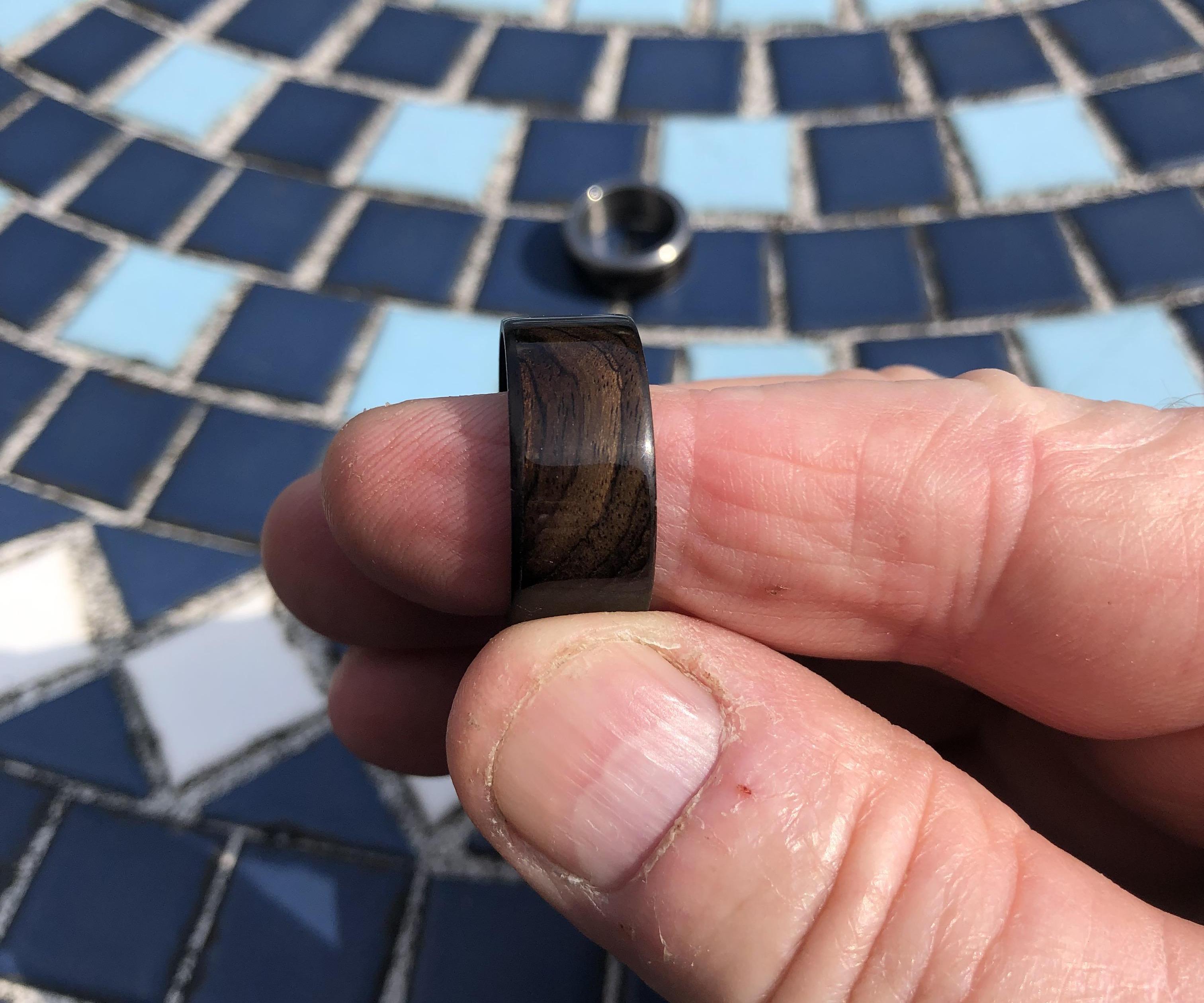 Ebony Ring With a Titanium Recessed 2 Piece Band Diy...Updated With Plain Ebony Band