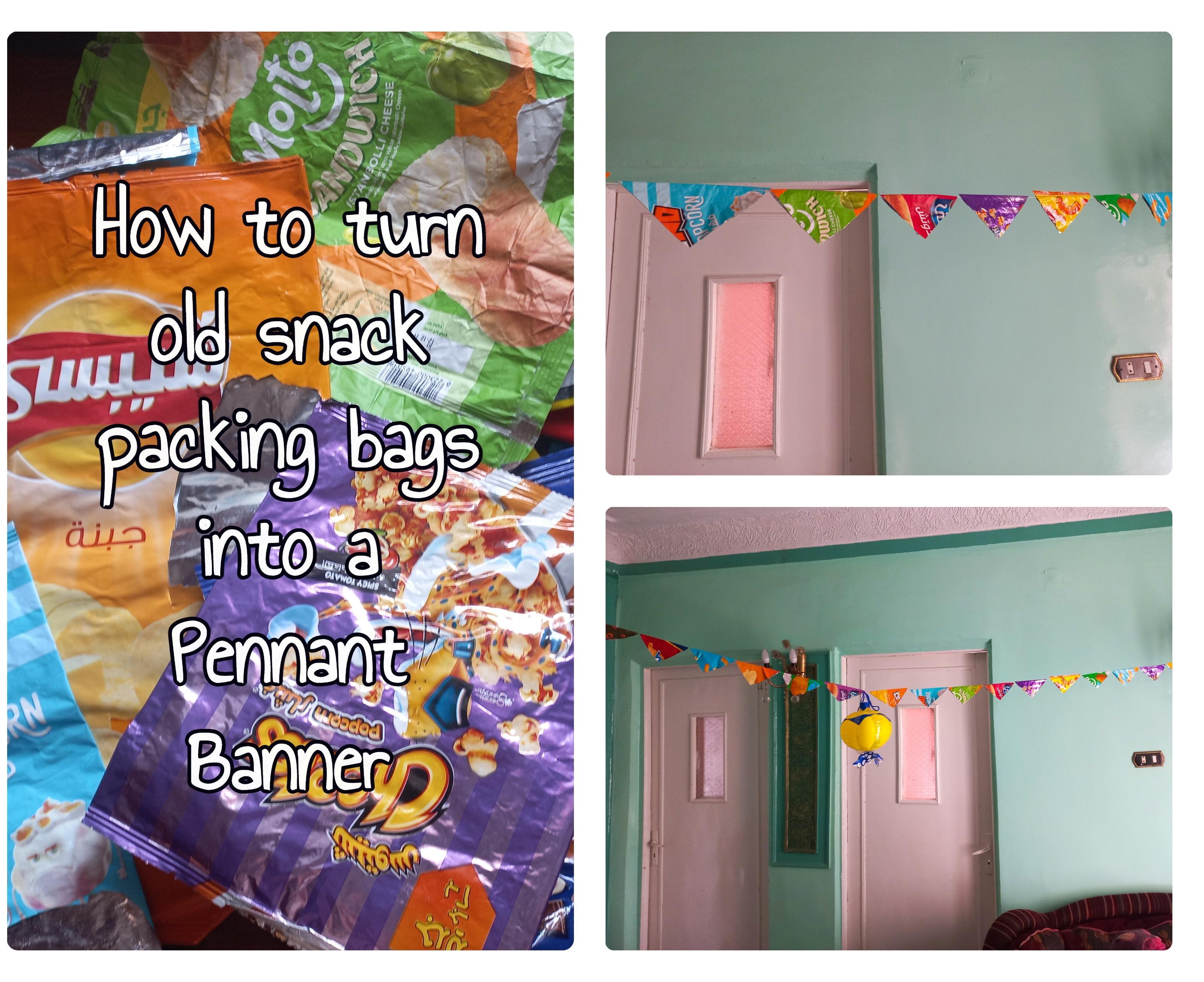 How to Turn Old Snack Packing Bags Into a Pennant Banner