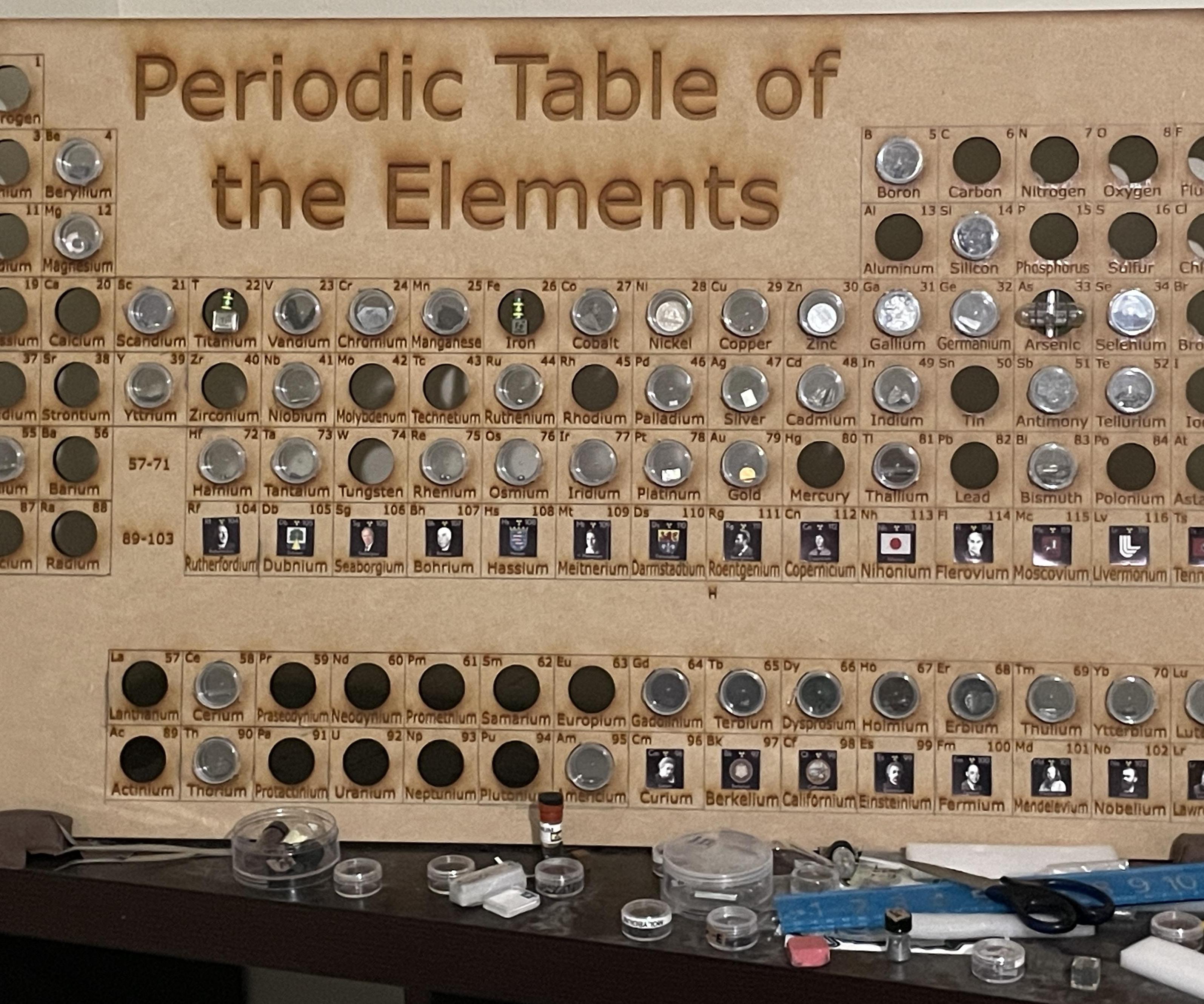 Laser Cut Periodic Table of the Elements Board