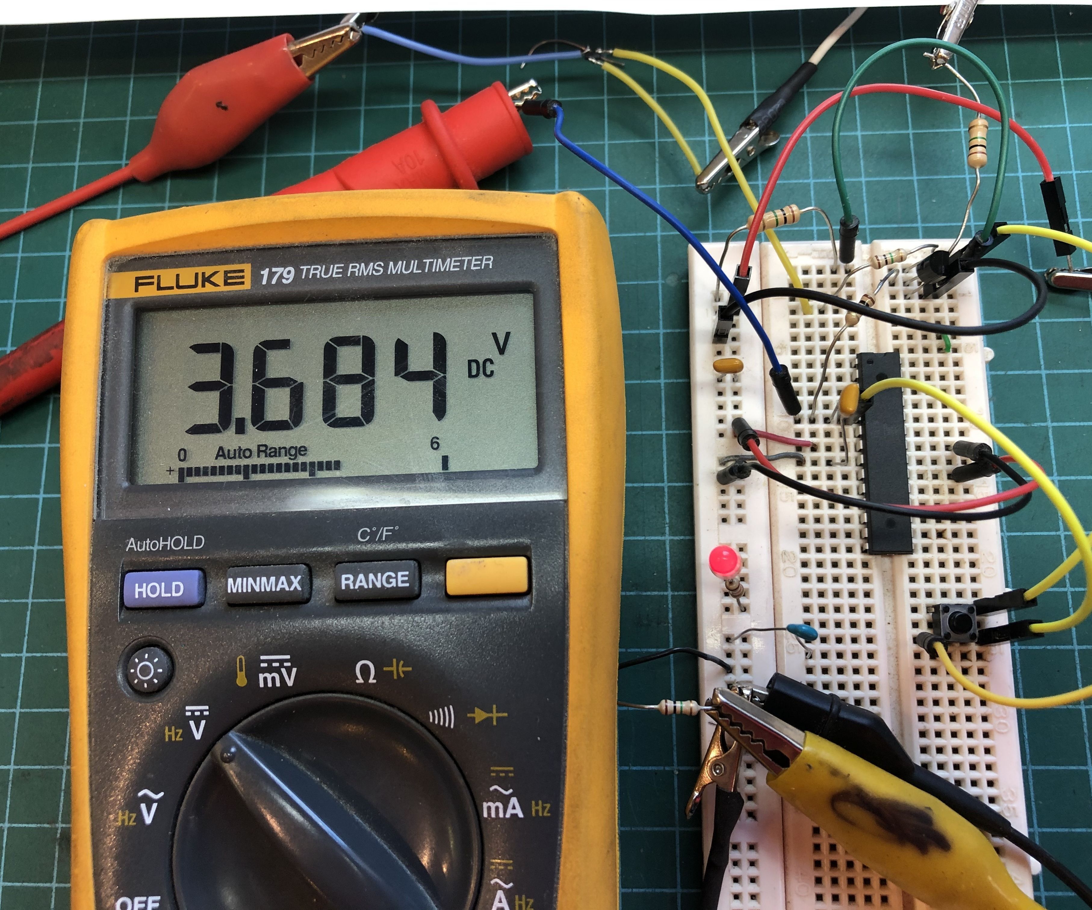 On Off Latch Circuit With UC. One Push Button. One Pin.  Discrete Component. 