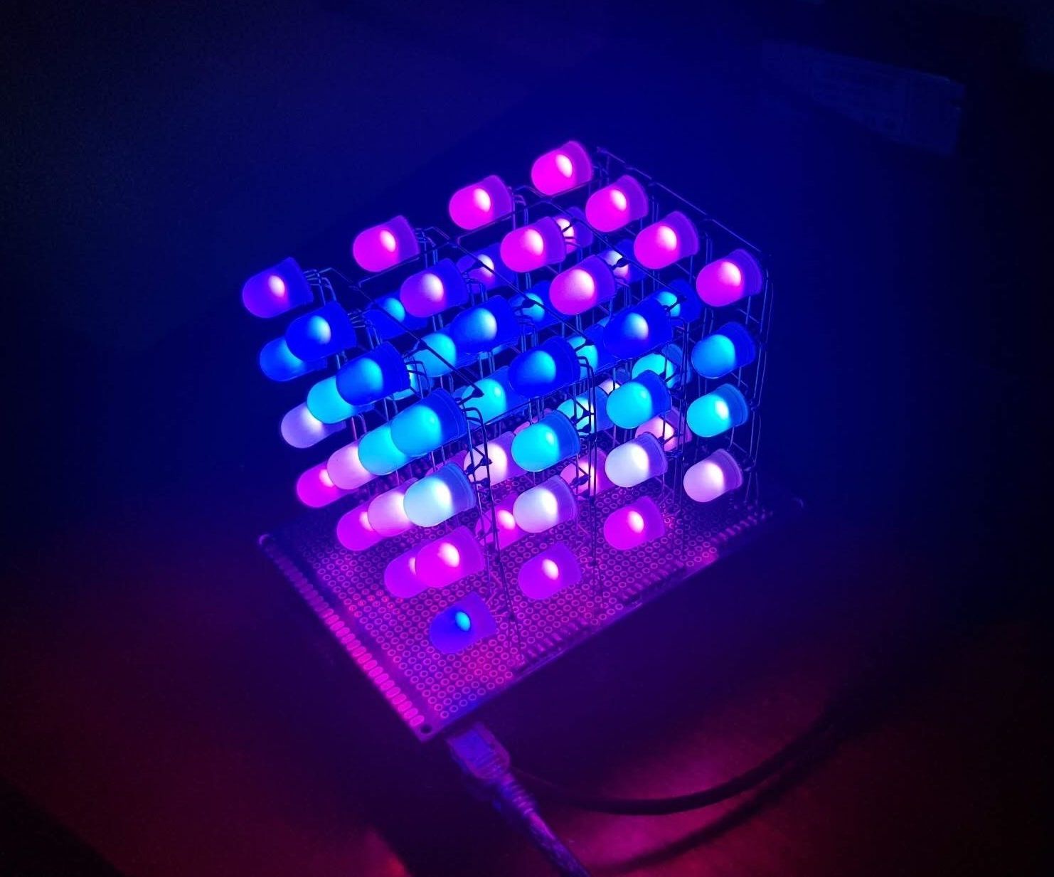 RGB LED CUBE 4x4x4