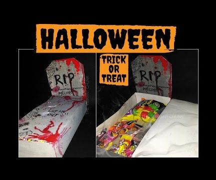 Halloween Decor- DIY Trick or Treat GRAVE (under a Dollar) 
