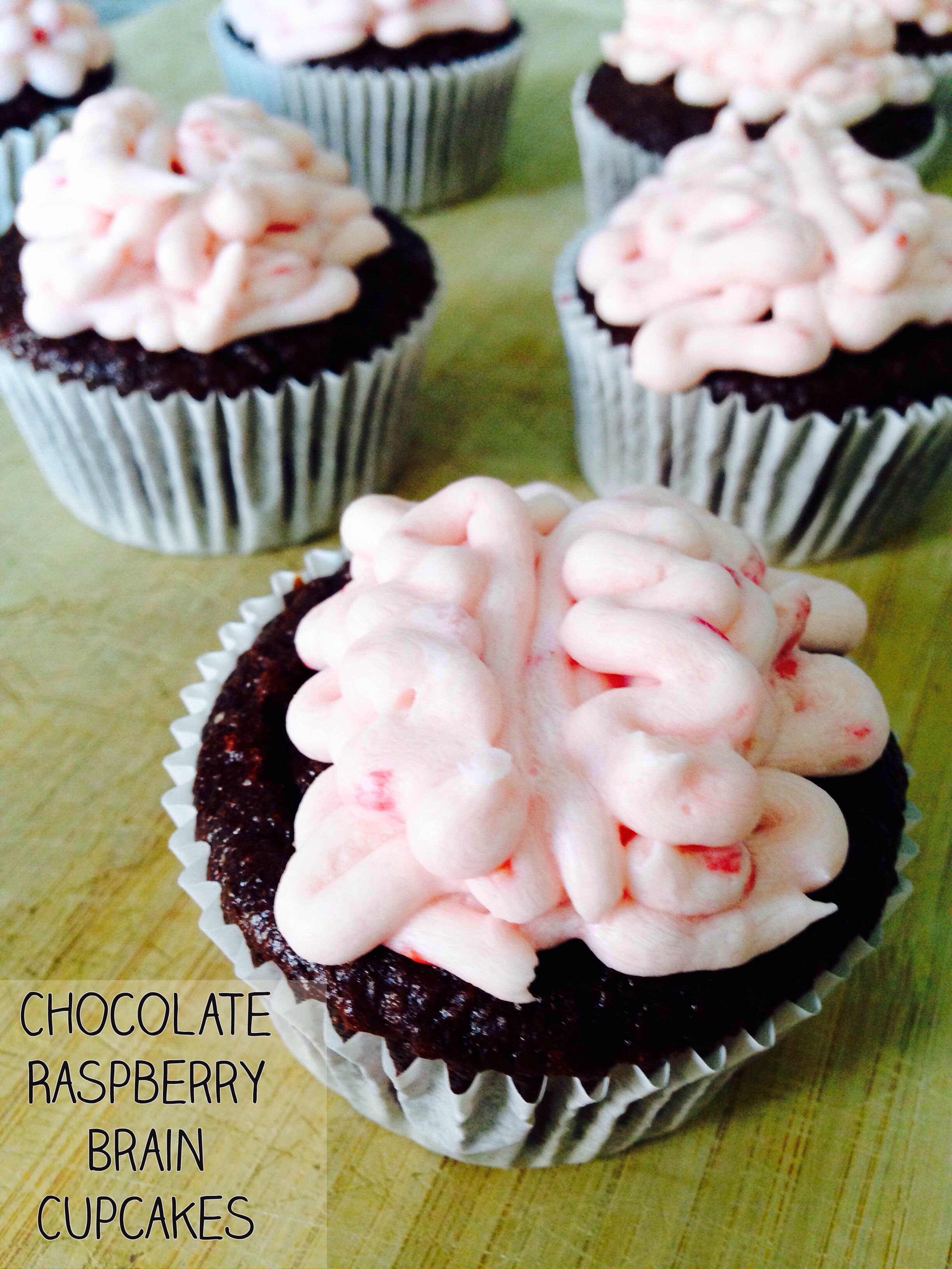 Chocolate Raspberry Brain Cupcakes