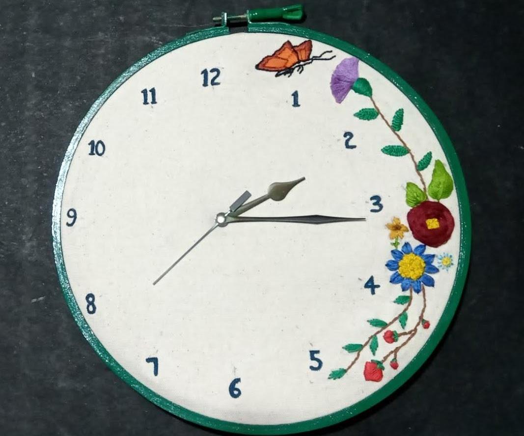 Hand Embroidered Wall Clock