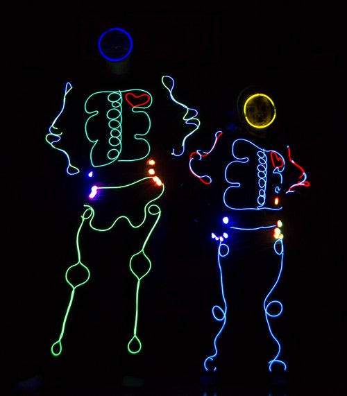 EL Wire Skeleton Costume Lights Controlled by an Arduino