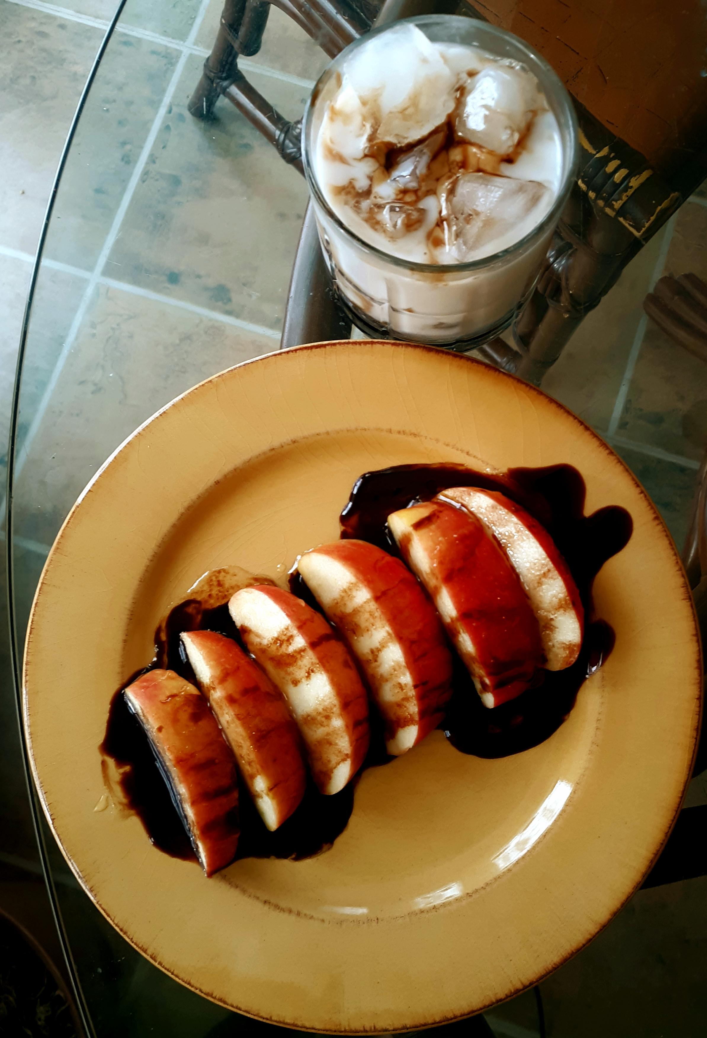 Exquisite Chocolate Honey Apples With Iced Mocha Frappe 