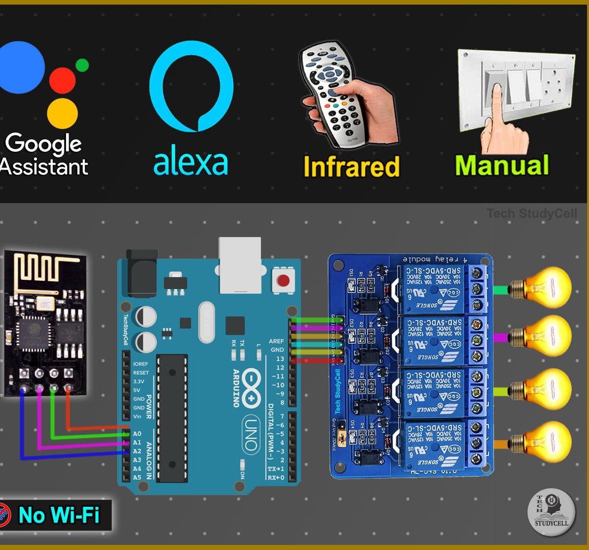 Arduino Smart Home With Alexa & Google Assistant Using ESP-01 - IoT Project 2022