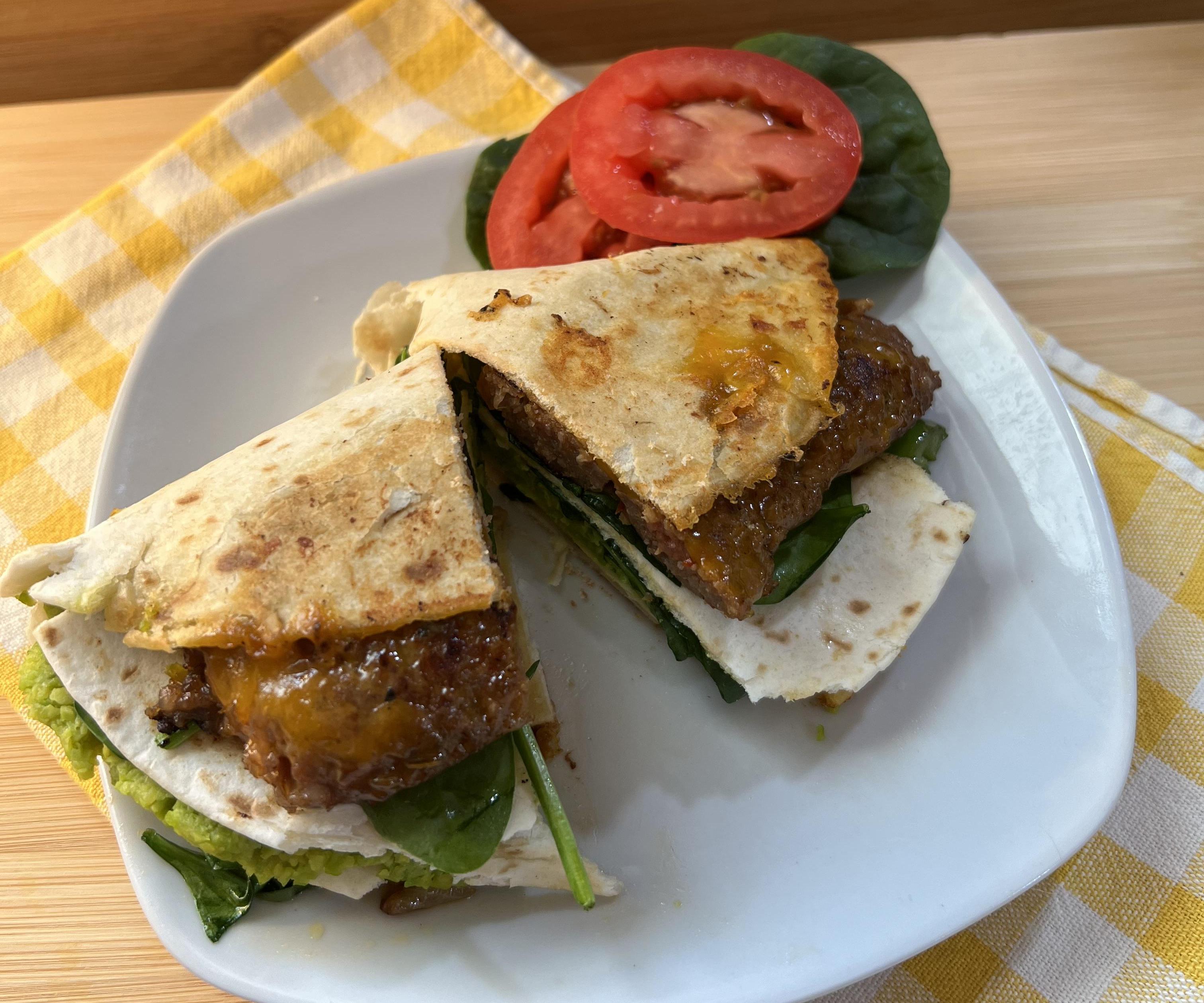 Sausage-Stuffed Folded Tortilla Sandwich