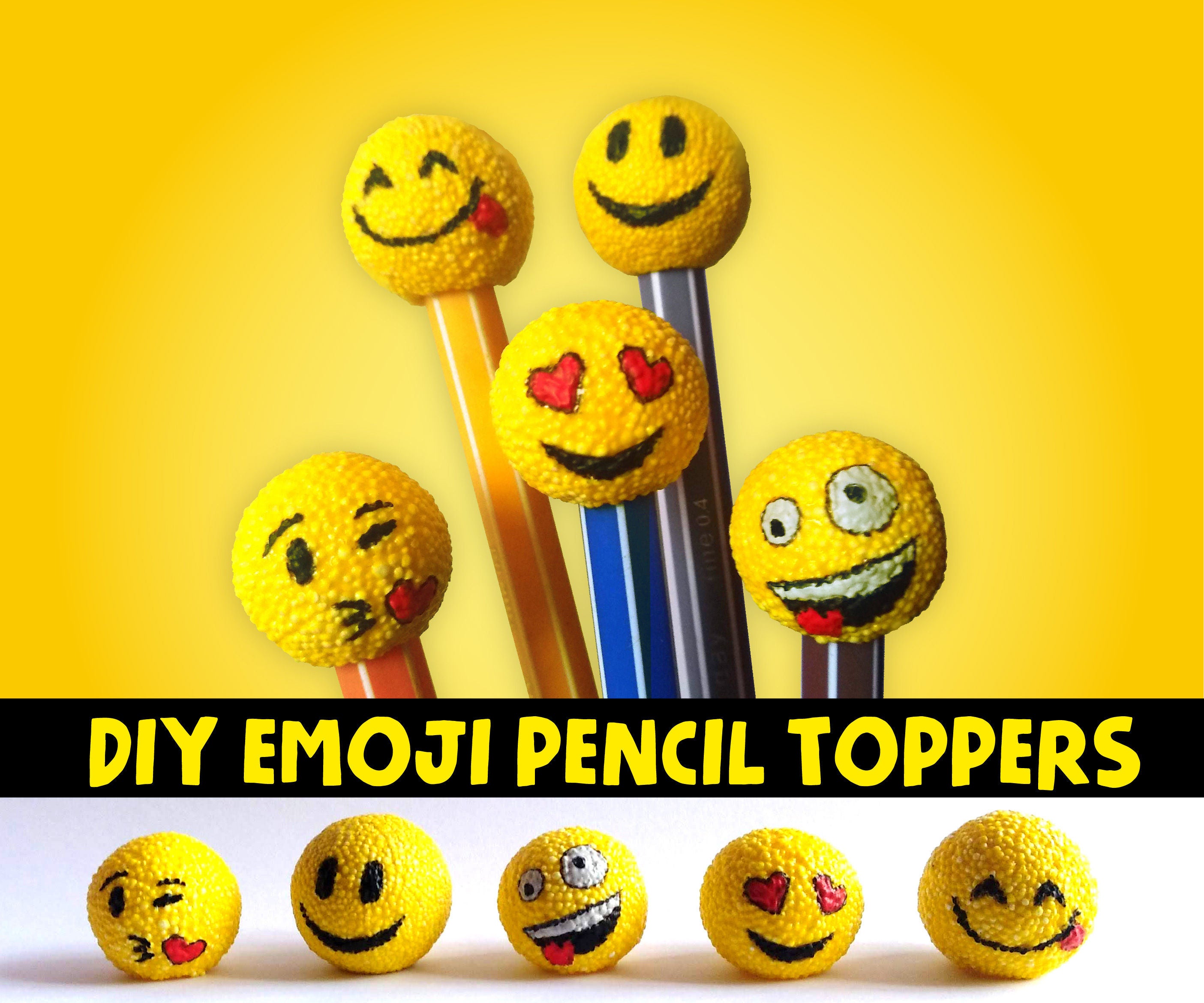YELLOW - DIY Emoji Pencil Toppers