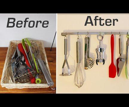 DIY Kitchen Utensils Hook Rack 