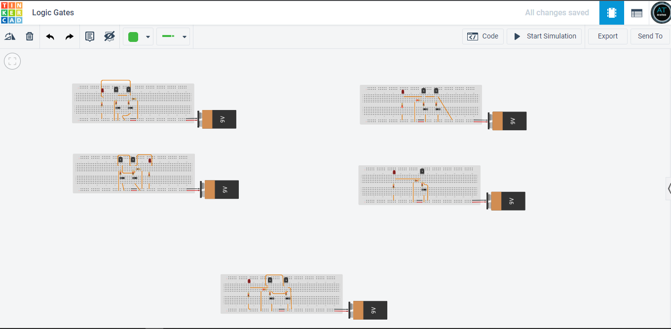 Logic Gates Their Simulation, Explanation and Circuits in TinkerCad Using Bc547 Transistor