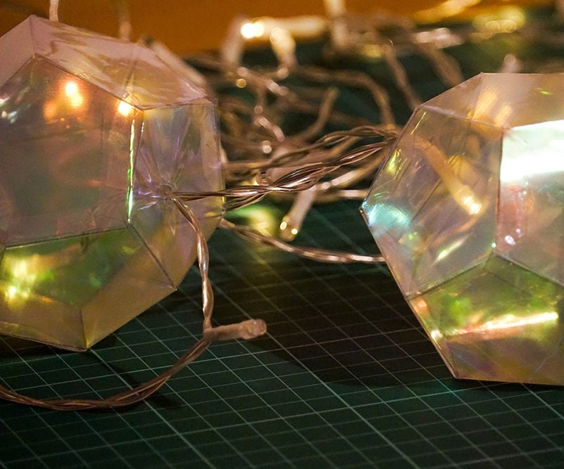 Dodecahedron Party Garland | Iridescent Film & Acetate Geometry