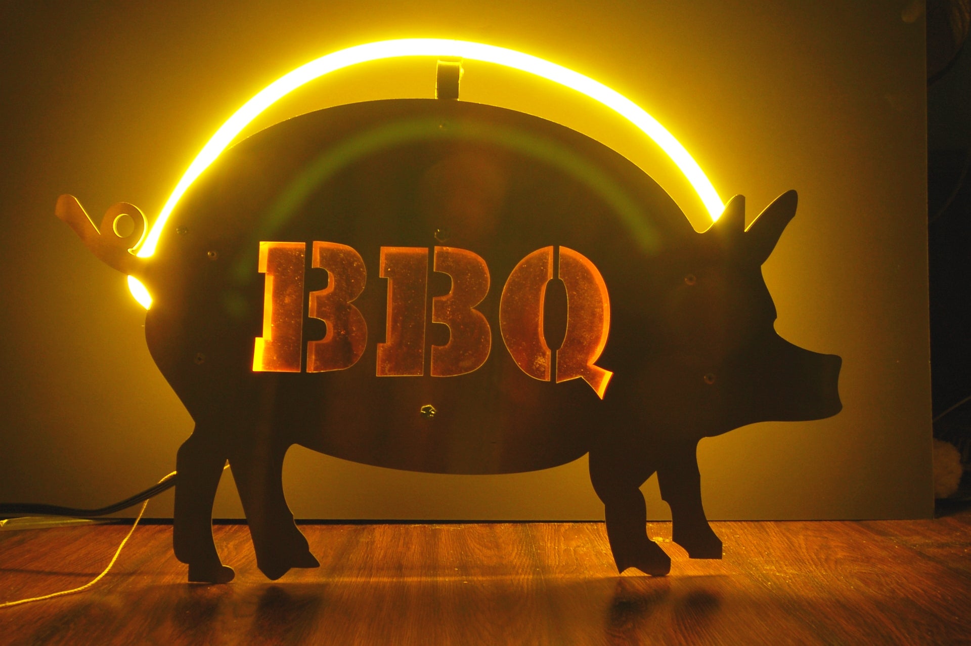 Neon Pig BBQ Sign