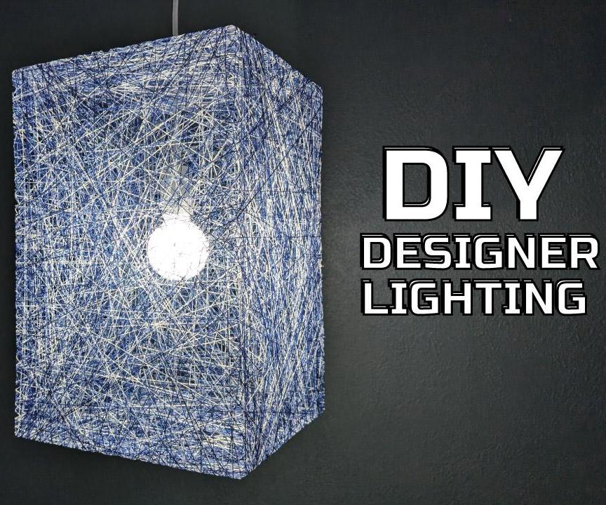 DIY Cube-Shaped String Pendant Lamp