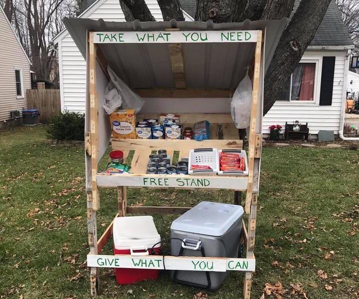 Neighborhood Free Food Stand Made From Pallets