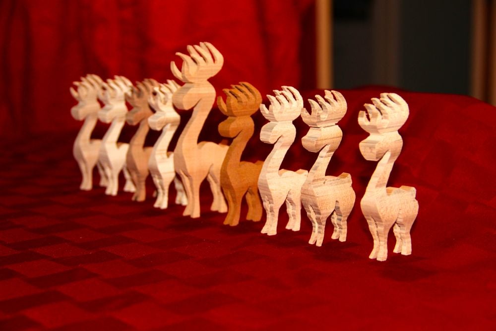 Wooden Reindeer Figures