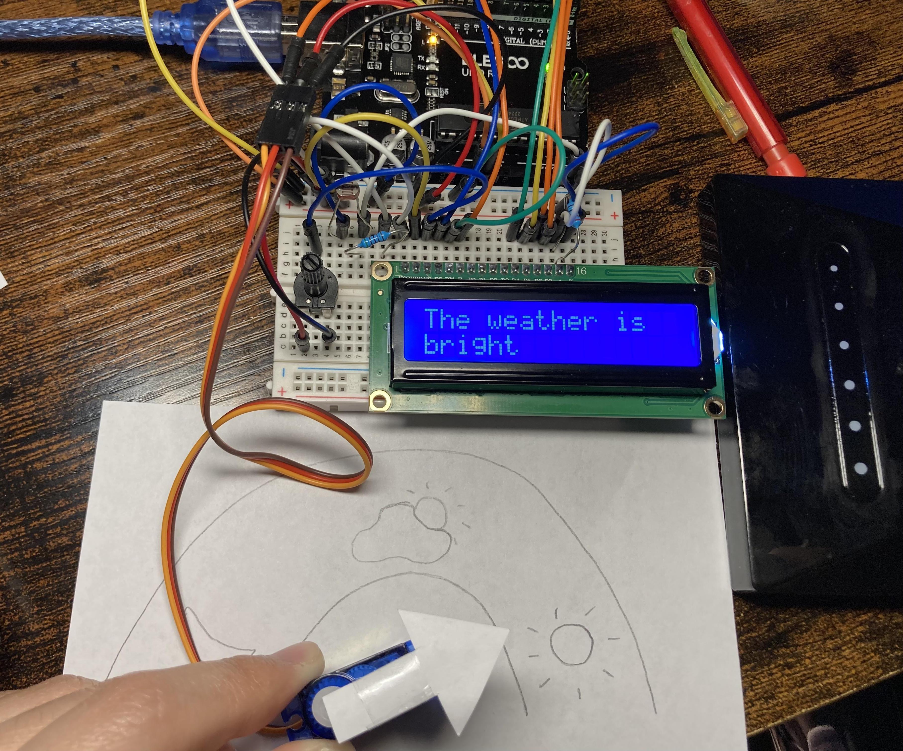 Servo Motor and LCD Project: Output Based on Photoresistor