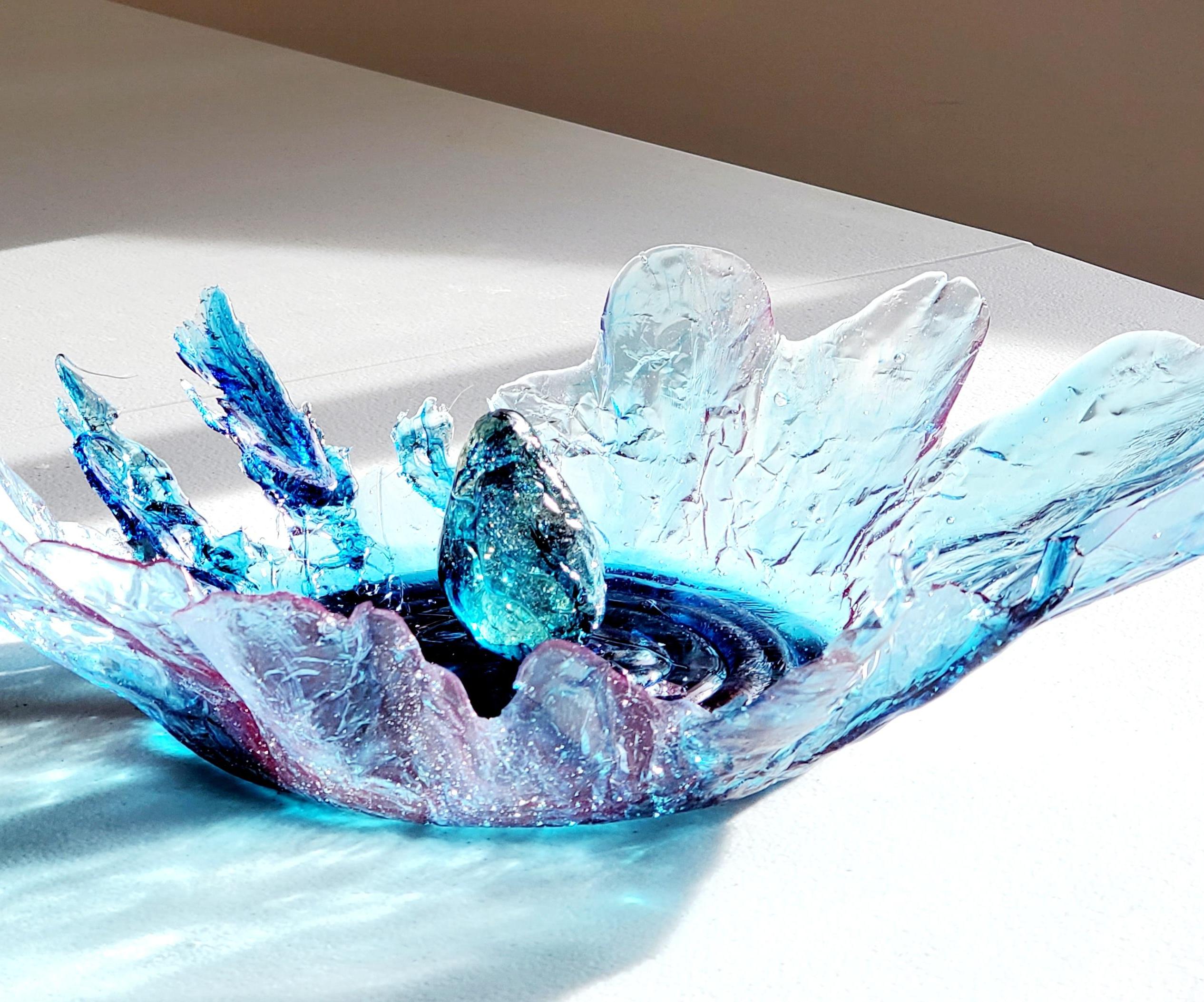 Water Drop Splash Sculpture (Candy Glass)