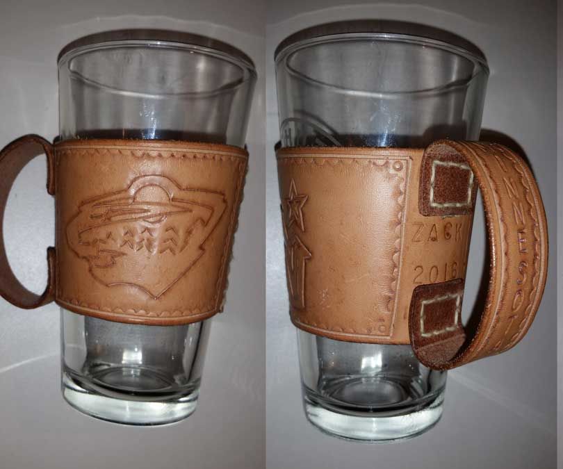 Leather Beer Glass Zarf With Handle