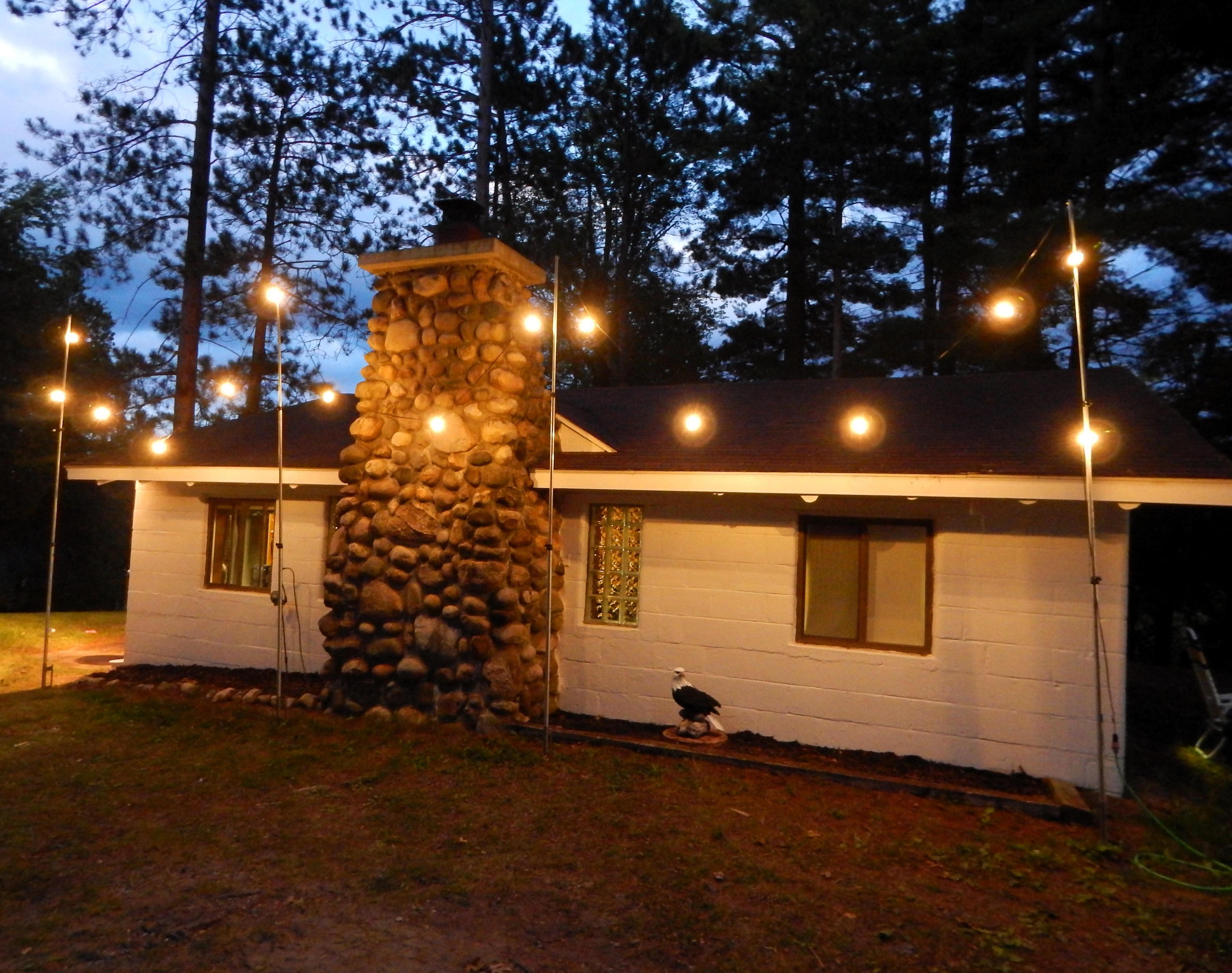 Homemade Adjustable Poles for Backyard String Lights