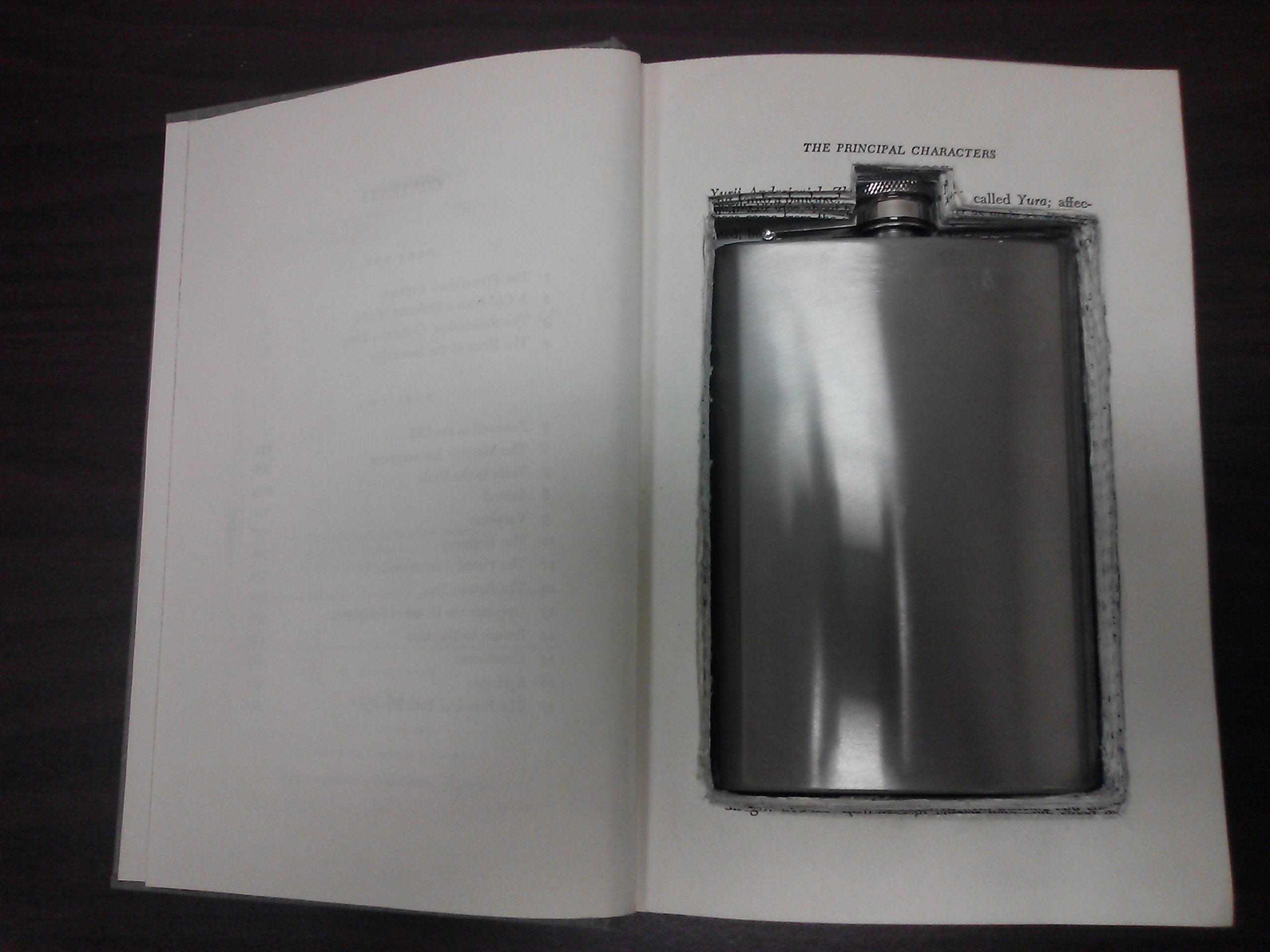 Flask Hidden in a Book