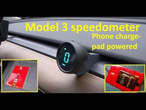 $30 Tesla Model 3 Speedometer: Phone charge pad powered = neat wiring.